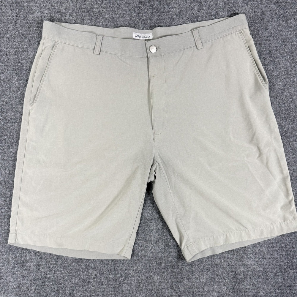 ⛳ Peter Millar Golf Shorts Mens 40 Grey Performance Stretch Luxury Flat Front